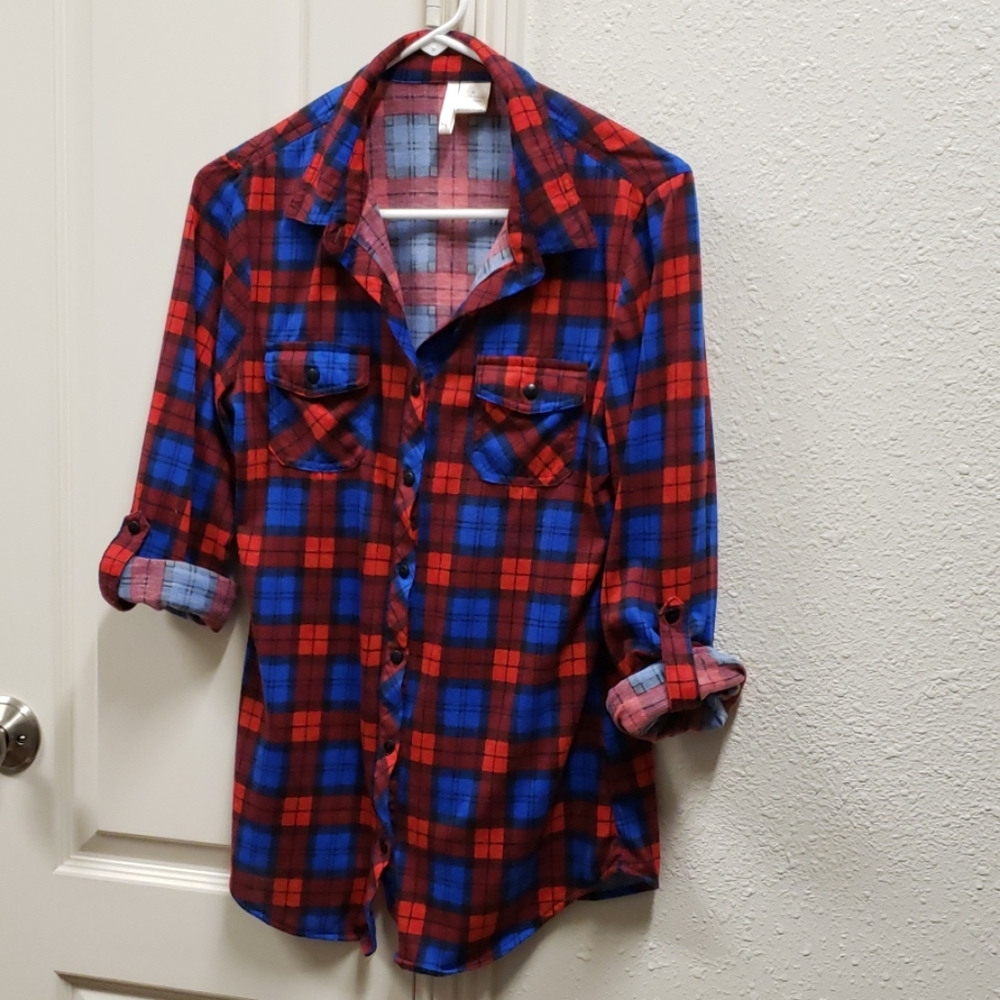 Plaid button down shirt